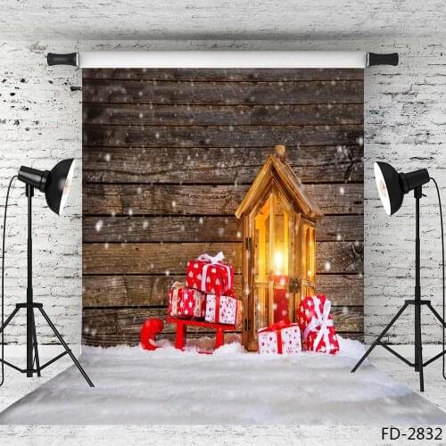 Christmas Wooden Cabin Board Snow Gledge Gifts Photo Backdrop Vinyl Background for Children Baby Photocall Photography Props