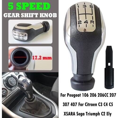 Gearshift Shifter Stick Knob Lever Headball 5 Speed For Citroen C3 C4 C5 XSARA Sega Triumph C2 Elysee For Peugeo 207 307 407 106