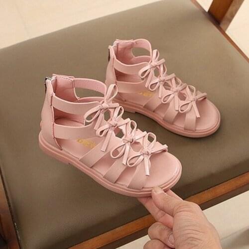 2021 New Summer Childrens Sandals for Girl Genuine Leather High-help Hollow Out Wrap Toe Fashion Kids Girls Sandals 21-36