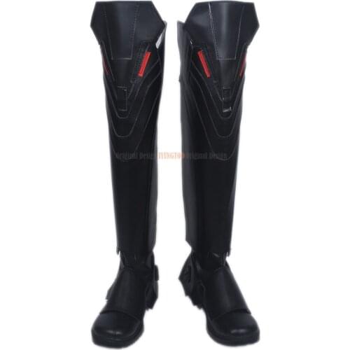 OW Reaper Boots Cosplay OW Heroes Reaper Classic Version Cosplay Long Boots Black Shoes Custom Made Any Size