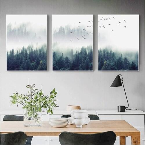 Nordic Decoration Forest Lanscape Wall Art Canvas and Print Canvas Painting Decorative Picture for Living Room Home Decor