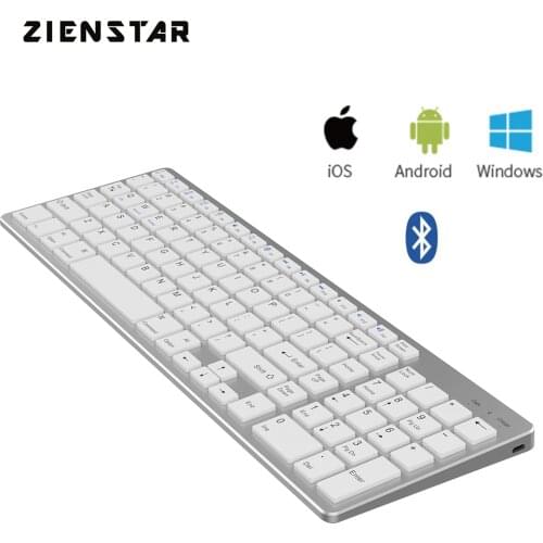 Zienstar Standard Wireless Bluetooth Keyboard for Ipad MACBOOK LAPTOP Computer And Android Tablet Rechargeable Lithium Battery