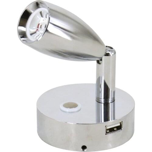 DC 12V / 24V RV Reading Light Spotlight with USB Port 5V/2A RV Reading Lamp Wall Lamp for Motorhome Boat