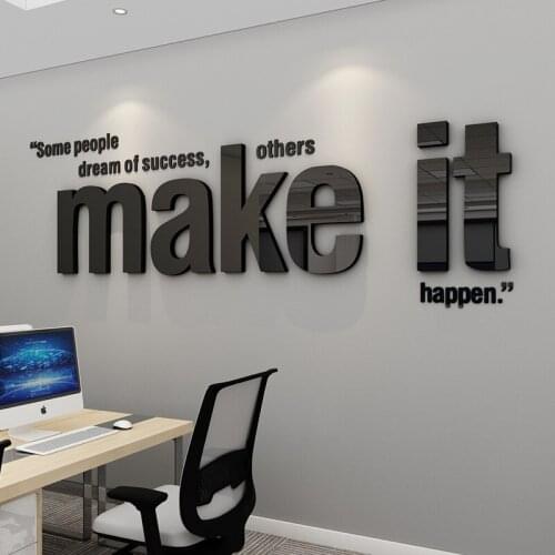 WS184 Creative office inspirational English text inspires slogan company corporate culture wall decoration 3D wall stickers