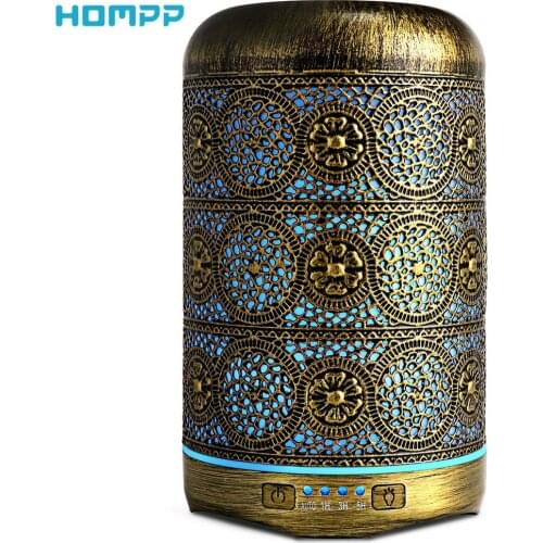 Metal Aromatherapy Machines 260ml Essential Oils Diffuser Air Humidifier 7 Colors Night Light Auto Shut Off Timer Office Bedroom