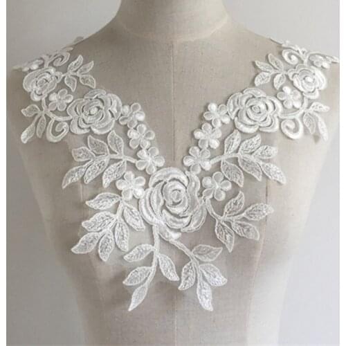 Rayon Applique-Fabric Dress Fabric-Apparel Flower-Neckline-Collar Lace Sewing-On Home-Textiles VS104512