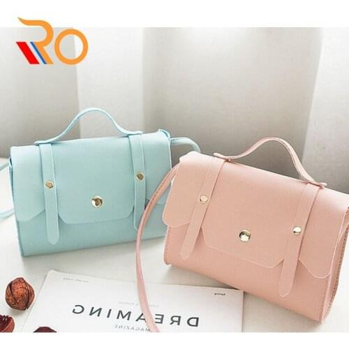 Women Bag Top-Handle Bags Female Color 2019 Women Girls Messenger Bags Handbag PU Leather Composite Bag