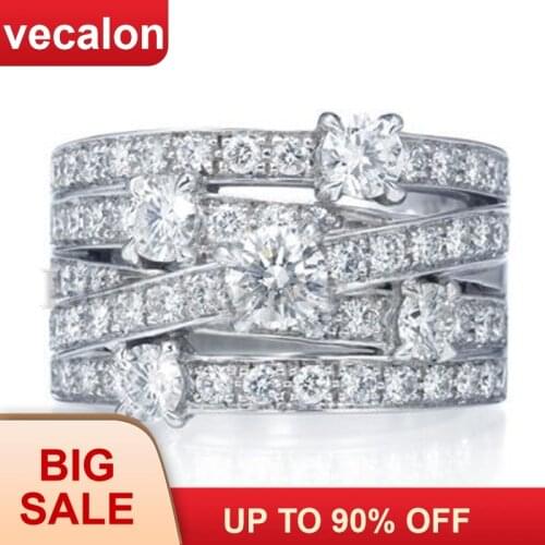 Vecalon Fashion Jewelry Cross Ring 925 Sterling Silver 5A Zircon Cz Engagement Wedding Band rings for women men Finger ring Gift