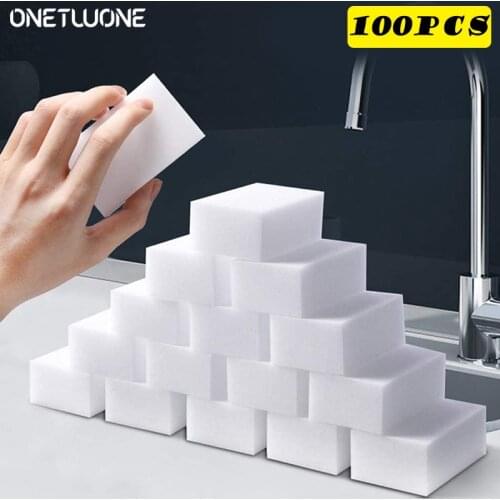 100Pcs/Iot Melamine Sponge Magic Detergent Sponge Household Items Cleaner Cleaning Sponge For Kitchen Bathroom Cleaning Tools