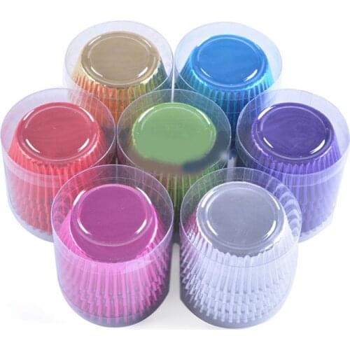 100pcs PVC Tube Baking Utensils Muffin Paper Cups Colorful Thickened Aluminum Foil Grease Proof Cake Tray