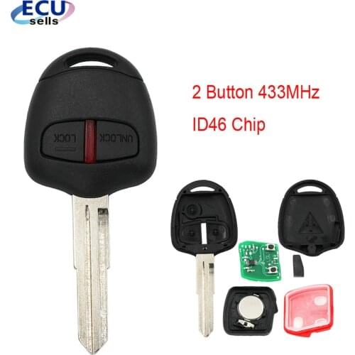 2 Button Remote Key Fob for Mitsubishi Lancer Outlander ID46 CHIP 433Mhz Left blade