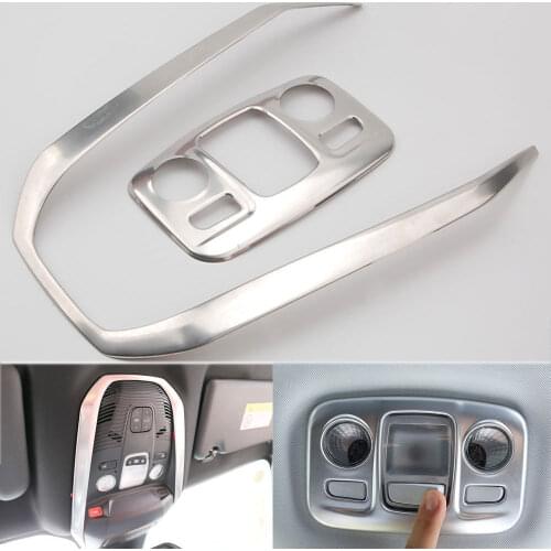 2pcs/set Stainless Car Interior Car Reading Light Cover Front Rear Panels Fit For Peugeot 3008 GT 2017 2018 Car Styling Decorate