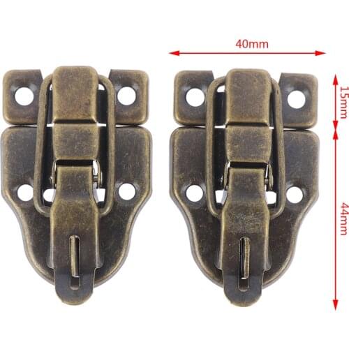 2pcs Jewelry Chest Box Antique Metal Buckle Suitcase Case Toggle Lock Hasp Latch