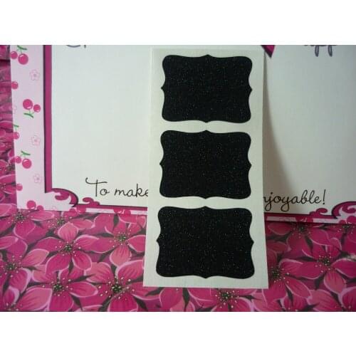 4.6x3.5cm Black Glitter Ornate Frame Stickers