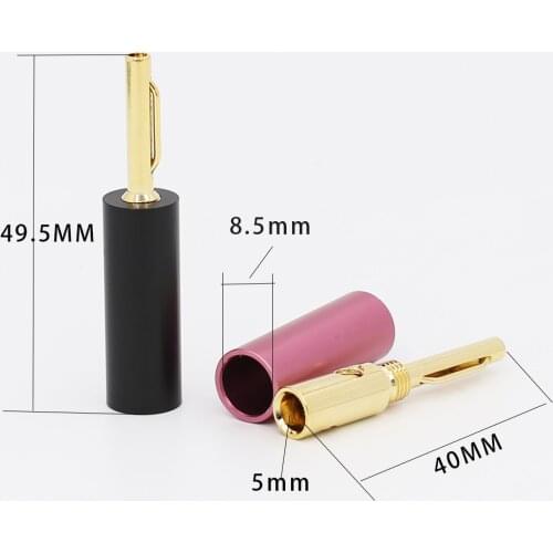 4Pcs Gold Plated Banana Plugs Audio Speaker Male Connector