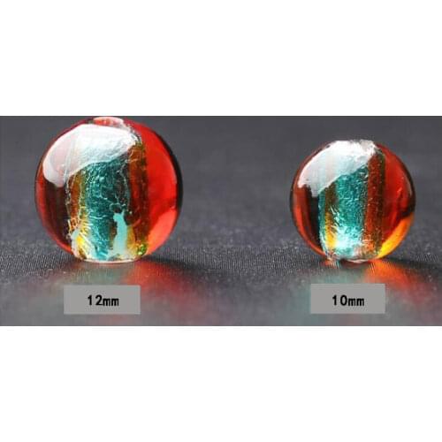 5pcs Handmade Foil Glass Lampwork Round Beads Loose Spacer Beads for DIY Crafts Jewelry Making Bracelet Necklace Accessories