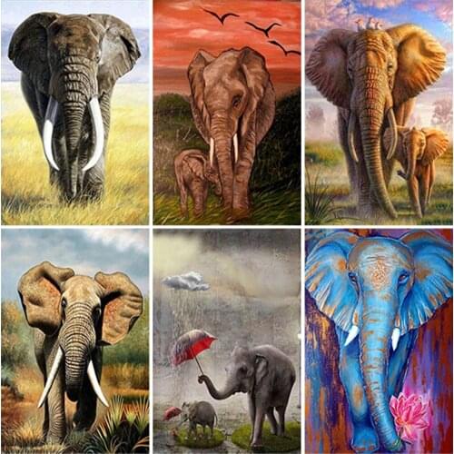 5D DIY Diamond Painting Elephant Full Square/Round Diamond Embroidery Animal Mosaic Rhinestone Pictures Home Decor Wall Art Gift