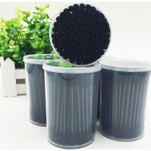6 Packs Double Head Makeup Cotton Swab Black Bamboo Charcoal Hygiene Bud Ear Cleaning Stick Tool Eyelash Remover Swabs 120P