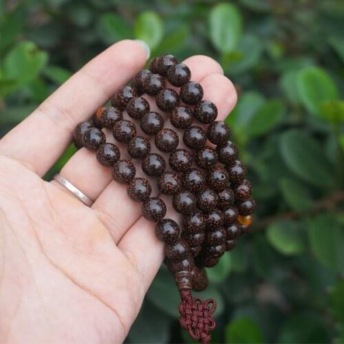 7.5mm Natural Dark Red Old Lotus Bodhi Seeds Beads 108 Wooden Loose Beads Buddhism Yoga Malas