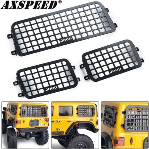 AXSPEED 3PCS Metal Stereoscopic Window Mesh Protective Net with Screws for 1/24 Axial SCX24 AXI00002 RC Car Decoration Parts