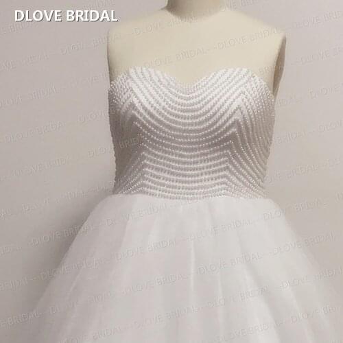 Plus Size Pearl Ball Gown Wedding Dress Layers Tulle Skirt Strapless Sweetheart Corset Bridal Gown Custom Made Vestido De Noiva