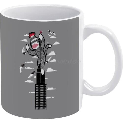 Sock Monkey White Mug 11 Oz Funny Ceramic Coffee/Tea/Cocoa Mug Unique Gift Sock Monkey Monkey Monkey Stuffed Animals Animals Cut