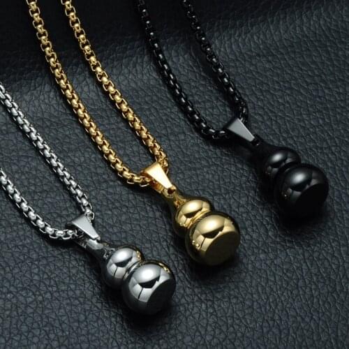 Brand Men Necklace Pendant Stainless Steel Gourd Color Gold Black Tricolor Chain Jewelry Cool Pendant For Men Gift