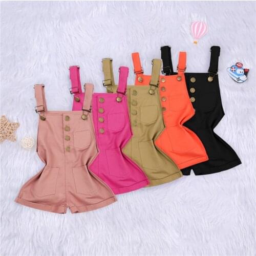 1-6Years Summer Children Costume Toddler Kids Boys Girls Sleeveless Button Pocket Romper Jumpsuits Shorts Pants Casual Overalls