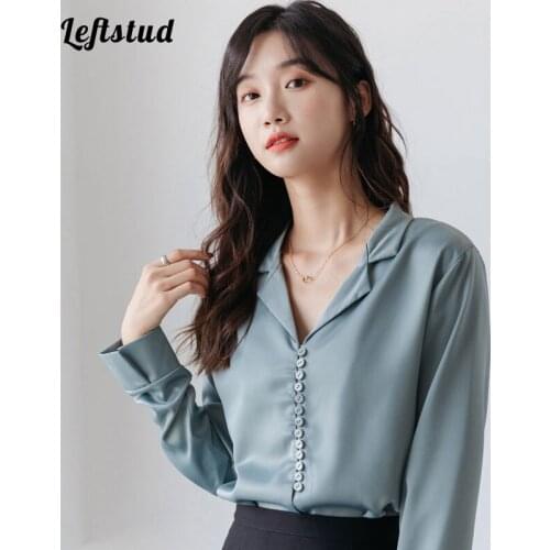 Design chiffon shirt women 2021 spring and autumn new Korean style fashion single-breasted temperament long-sleeved shirt