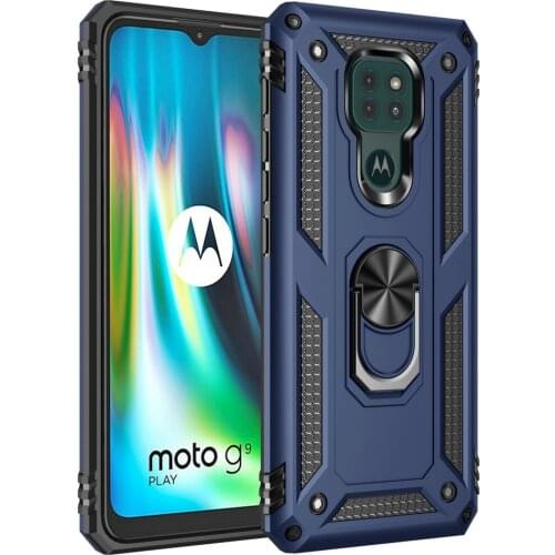 For Motorola G9 Plus E7 Power 2021 Back Case Metal Ring Holder Capa for Motorola Moto G9 Play Case Moto G 9 E 7 Shockproof Cover