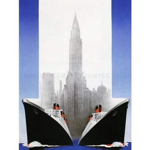 TRAVEL TRANSPORT LINER SHIP OCEAN SKYSCRAPER CITY BOAT CANADA Art print Silk poster Home Wall Decor