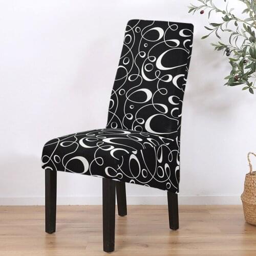 Elastic XL Dining Chair Cover Printed Spandex Slipcover Protector Case Stretch Chair Cover for Kitchen Chair Seat Hotel Banquet