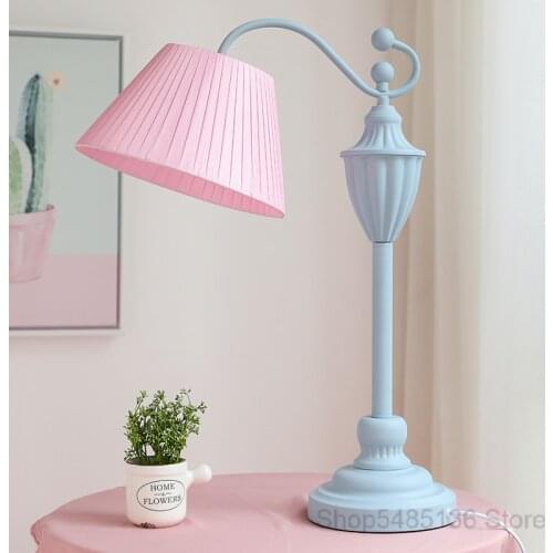European Pink Princess Table Lamp Bedside Led Desk Lamps Modern Standing Lights Living Room Bedroom Light Fixtures Wedding Decor