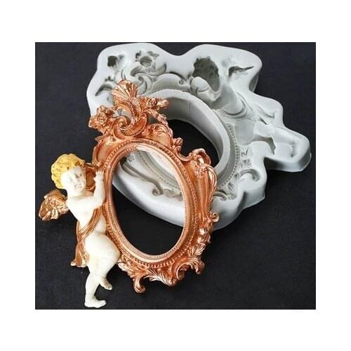 Photo Frame Mirror Angel Border Silicone Mold European Chocolate Fondant Silicone Mould Resin Clay Moulds PRZY Eco-friendly