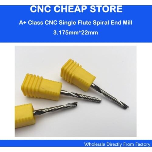 3.175MM *22MM Cutting Length 5pcs High Quanlity Tungsten Carbide Single Flute Cutter, End Mill, CNC Router Bits, Cutting Tools