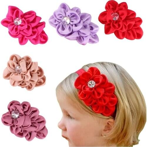 Hooyi Scale Flower Baby Hairbands Girls Hair Clip Princess Girl Headband Solid Children Hair Bands Headwear Bandeau Ribbons H20
