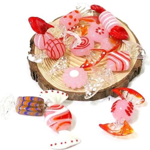 Custom Vintage Pink Murano Glass Sweets Candy Ornament Home Tabletop Christmas Decor Accessories Wedding Party Gifts For Girls