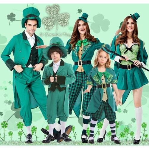 Halloween Carnival Party Family Group Children Leprechaun Elf Cosplay Costume Ireland Festival St Patricks Day Goblin Dress