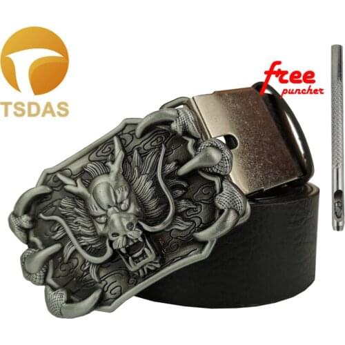 Classic Chinese Dragon Belt Buckle Suitable 4CM Width Belt Metal Belt Buckle In Silver Plating