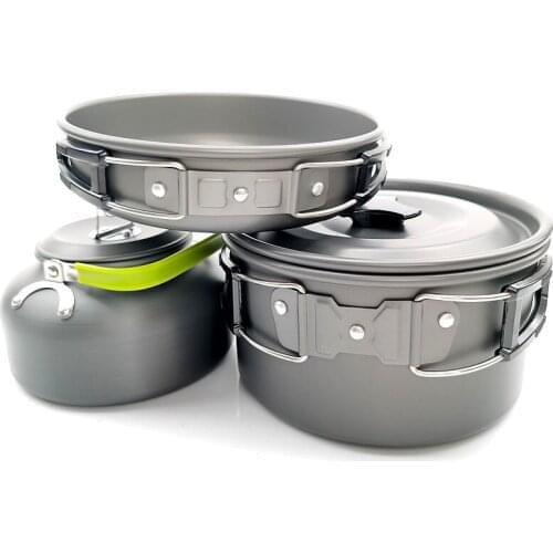 Cookwares Stainless-Steel Pan Camping Outdoor for Hiking Bbq Picnic Combination
