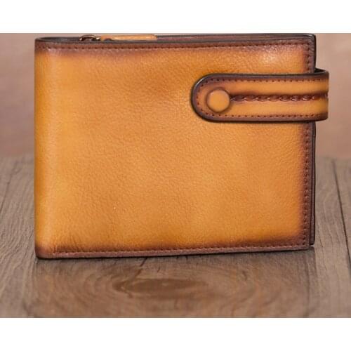 Genuine Leather Mini Purse Women Wallet Female Card Holder Buckle Short Wallets Clip Cowhide Retro Ladies Thin Horizontal 2 Fold