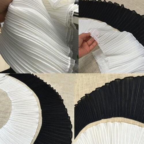 Fancy chiffon ruffle guipure lace fabric trim ribbon width 17cm for clothing sewing 5 yards/Lot-Time