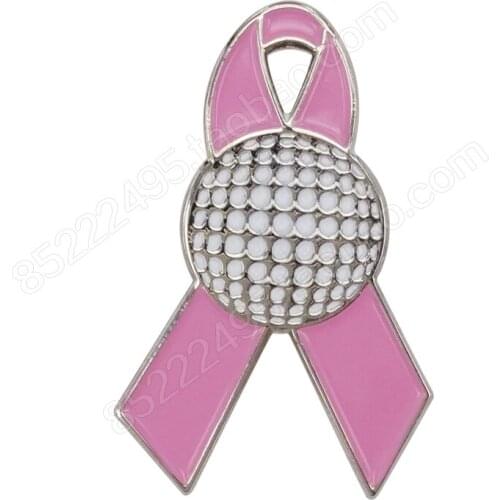 Breast Cancer Awareness Golf Ball Pink Ribbon Lapel Pins