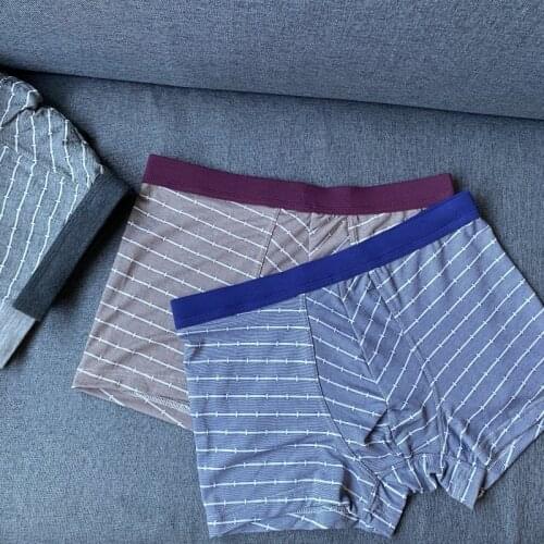 Underwear Men Boxer Shorts Breathable Summer Comfortable Underpants Sexy Fit Male Striped Homewear