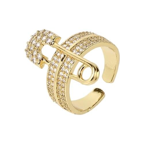 New Wide Finger Rings For Women With Pin AAA Cubic Zircon Ring Sets Pave Setting Female Party Accessory Anillos Mujer