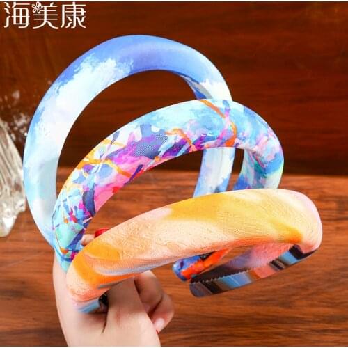 Haimeikang Vintage Velvet Padded Headbands Women Wide Bezel Hairbands Non-slip Thick Hair Hoop Sponge Hairband Hair Accessories