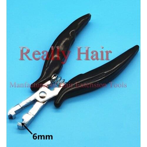 Wholesale sales of antirust plating flat hair Black handle 6mm model extensions forceps / hair extension tools/Hair plier