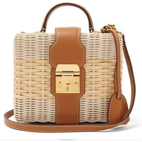 Seaside Holiday Straw Bag Shoulder Messenger Woven Bags Female Beach Box Bag High Quality Rattan Bag Women Design Cross Handbags