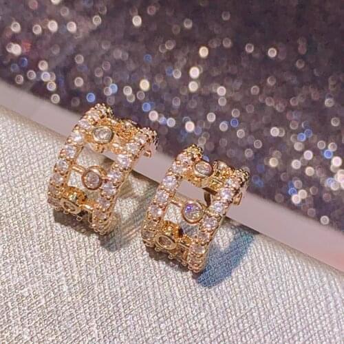 Popular Simplicity Temperament Semi Circle Cubic Zircon CZ Earrings For Womens Luxury vintage Jewelry Dropshipping