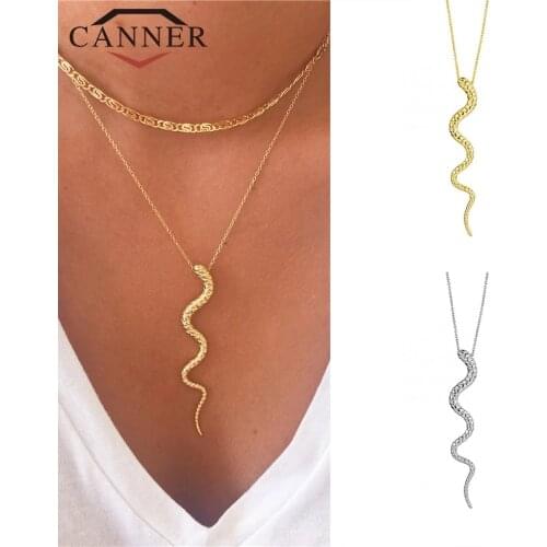Simple 925 Sterling Silver Versatile Temperament Animal Snake-shaped Clavicle Necklace Women Gold Silver Pendant Necklace Gift